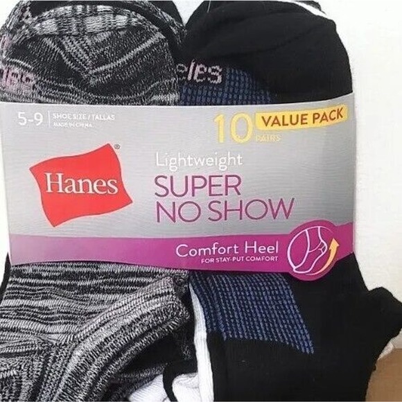 Hanes Lightweight Super No Show Socks NEW Womens Size 5-9 Pack Of 10 Pairs - Picture 4 of 4